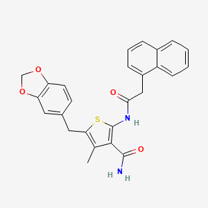 molecular formula C26H22N2O4S B6480368 5-[(2H-1,3-benzodioxol-5-yl)methyl]-4-methyl-2-[2-(naphthalen-1-yl)acetamido]thiophene-3-carboxamide CAS No. 476368-74-8