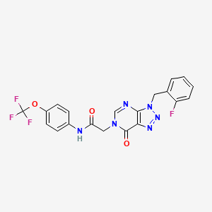 molecular formula C20H14F4N6O3 B6480376 2-{3-[(2-fluorophenyl)methyl]-7-oxo-3H,6H,7H-[1,2,3]triazolo[4,5-d]pyrimidin-6-yl}-N-[4-(trifluoromethoxy)phenyl]acetamide CAS No. 892473-66-4