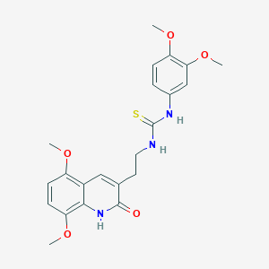 molecular formula C22H25N3O5S B6480394 3-[2-(5,8-dimethoxy-2-oxo-1,2-dihydroquinolin-3-yl)ethyl]-1-(3,4-dimethoxyphenyl)thiourea CAS No. 887899-25-4