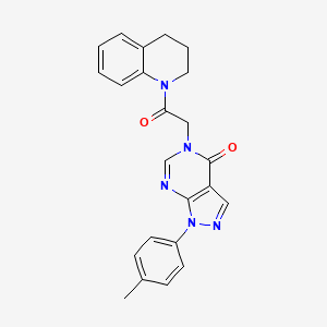 molecular formula C23H21N5O2 B6480411 1-(4-methylphenyl)-5-[2-oxo-2-(1,2,3,4-tetrahydroquinolin-1-yl)ethyl]-1H,4H,5H-pyrazolo[3,4-d]pyrimidin-4-one CAS No. 863446-32-6