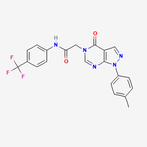 molecular formula C21H16F3N5O2 B6480417 2-[1-(4-methylphenyl)-4-oxo-1H,4H,5H-pyrazolo[3,4-d]pyrimidin-5-yl]-N-[4-(trifluoromethyl)phenyl]acetamide CAS No. 863446-69-9