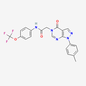 molecular formula C21H16F3N5O3 B6480419 2-[1-(4-methylphenyl)-4-oxo-1H,4H,5H-pyrazolo[3,4-d]pyrimidin-5-yl]-N-[4-(trifluoromethoxy)phenyl]acetamide CAS No. 863446-70-2