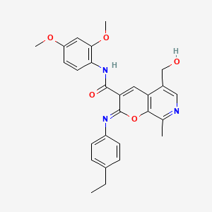 (2Z)-N-(2,4-dimethoxyphenyl)-2-[(4-ethylphenyl)imino]-5-(hydroxymethyl)-8-methyl-2H-pyrano[2,3-c]pyridine-3-carboxamide