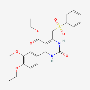 molecular formula C23H26N2O7S B6480539 ethyl 6-[(benzenesulfonyl)methyl]-4-(4-ethoxy-3-methoxyphenyl)-2-oxo-1,2,3,4-tetrahydropyrimidine-5-carboxylate CAS No. 866590-64-9