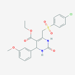 molecular formula C21H21ClN2O6S B6480541 ethyl 6-[(4-chlorobenzenesulfonyl)methyl]-4-(3-methoxyphenyl)-2-oxo-1,2,3,4-tetrahydropyrimidine-5-carboxylate CAS No. 866590-67-2