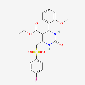 molecular formula C21H21FN2O6S B6480566 ethyl 6-[(4-fluorobenzenesulfonyl)methyl]-4-(2-methoxyphenyl)-2-oxo-1,2,3,4-tetrahydropyrimidine-5-carboxylate CAS No. 866590-87-6