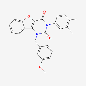 5-(3,4-dimethylphenyl)-3-[(3-methoxyphenyl)methyl]-8-oxa-3,5-diazatricyclo[7.4.0.0^{2,7}]trideca-1(9),2(7),10,12-tetraene-4,6-dione