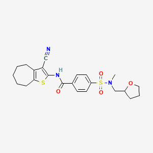 N-{3-cyano-4H,5H,6H,7H,8H-cyclohepta[b]thiophen-2-yl}-4-{methyl[(oxolan-2-yl)methyl]sulfamoyl}benzamide