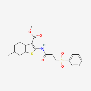 molecular formula C20H23NO5S2 B6480592 methyl 2-[3-(benzenesulfonyl)propanamido]-6-methyl-4,5,6,7-tetrahydro-1-benzothiophene-3-carboxylate CAS No. 892854-77-2