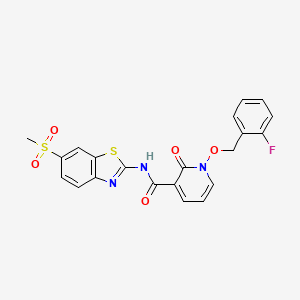 molecular formula C21H16FN3O5S2 B6480593 1-[(2-fluorophenyl)methoxy]-N-(6-methanesulfonyl-1,3-benzothiazol-2-yl)-2-oxo-1,2-dihydropyridine-3-carboxamide CAS No. 868679-23-6