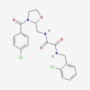 molecular formula C20H19Cl2N3O4 B6480614 N-{[3-(4-chlorobenzoyl)-1,3-oxazolidin-2-yl]methyl}-N'-[(2-chlorophenyl)methyl]ethanediamide CAS No. 874805-17-1