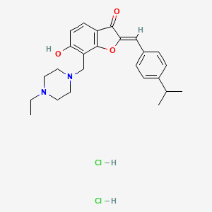 molecular formula C25H32Cl2N2O3 B6480621 (2Z)-7-[(4-ethylpiperazin-1-yl)methyl]-6-hydroxy-2-{[4-(propan-2-yl)phenyl]methylidene}-2,3-dihydro-1-benzofuran-3-one dihydrochloride CAS No. 1177759-29-3