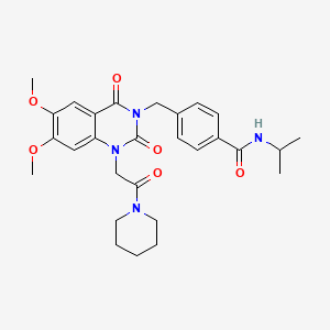 molecular formula C28H34N4O6 B6480629 4-({6,7-dimethoxy-2,4-dioxo-1-[2-oxo-2-(piperidin-1-yl)ethyl]-1,2,3,4-tetrahydroquinazolin-3-yl}methyl)-N-(propan-2-yl)benzamide CAS No. 1223939-11-4