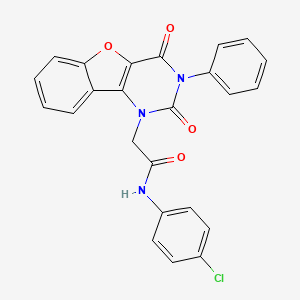 N-(4-chlorophenyl)-2-{4,6-dioxo-5-phenyl-8-oxa-3,5-diazatricyclo[7.4.0.0^{2,7}]trideca-1(9),2(7),10,12-tetraen-3-yl}acetamide