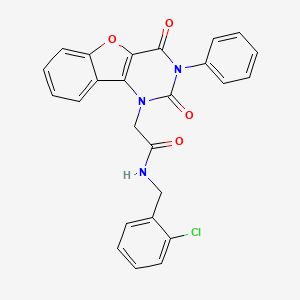 molecular formula C25H18ClN3O4 B6480667 N-[(2-chlorophenyl)methyl]-2-{4,6-dioxo-5-phenyl-8-oxa-3,5-diazatricyclo[7.4.0.0^{2,7}]trideca-1(9),2(7),10,12-tetraen-3-yl}acetamide CAS No. 877656-73-0