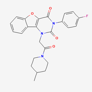 molecular formula C24H22FN3O4 B6480687 5-(4-fluorophenyl)-3-[2-(4-methylpiperidin-1-yl)-2-oxoethyl]-8-oxa-3,5-diazatricyclo[7.4.0.0^{2,7}]trideca-1(9),2(7),10,12-tetraene-4,6-dione CAS No. 887455-51-8