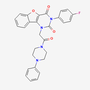 molecular formula C28H23FN4O4 B6480692 5-(4-fluorophenyl)-3-[2-oxo-2-(4-phenylpiperazin-1-yl)ethyl]-8-oxa-3,5-diazatricyclo[7.4.0.0^{2,7}]trideca-1(9),2(7),10,12-tetraene-4,6-dione CAS No. 887455-56-3