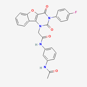 molecular formula C26H19FN4O5 B6480699 N-(3-acetamidophenyl)-2-[5-(4-fluorophenyl)-4,6-dioxo-8-oxa-3,5-diazatricyclo[7.4.0.0^{2,7}]trideca-1(9),2(7),10,12-tetraen-3-yl]acetamide CAS No. 877657-70-0