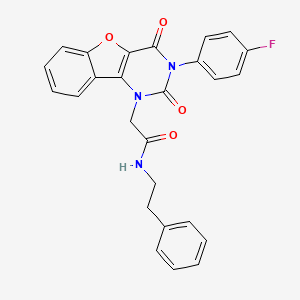 2-[5-(4-fluorophenyl)-4,6-dioxo-8-oxa-3,5-diazatricyclo[7.4.0.0^{2,7}]trideca-1(9),2(7),10,12-tetraen-3-yl]-N-(2-phenylethyl)acetamide