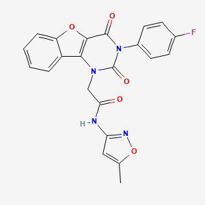 2-[5-(4-fluorophenyl)-4,6-dioxo-8-oxa-3,5-diazatricyclo[7.4.0.0^{2,7}]trideca-1(9),2(7),10,12-tetraen-3-yl]-N-(5-methyl-1,2-oxazol-3-yl)acetamide