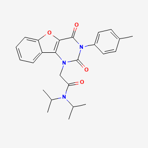 molecular formula C25H27N3O4 B6480722 2-[5-(4-methylphenyl)-4,6-dioxo-8-oxa-3,5-diazatricyclo[7.4.0.0^{2,7}]trideca-1(9),2(7),10,12-tetraen-3-yl]-N,N-bis(propan-2-yl)acetamide CAS No. 877657-77-7