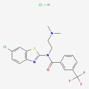 molecular formula C19H18Cl2F3N3OS B6480730 N-(6-chloro-1,3-benzothiazol-2-yl)-N-[2-(dimethylamino)ethyl]-3-(trifluoromethyl)benzamide hydrochloride CAS No. 1215634-26-6
