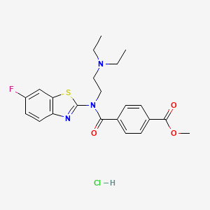molecular formula C22H25ClFN3O3S B6480740 methyl 4-{[2-(diethylamino)ethyl](6-fluoro-1,3-benzothiazol-2-yl)carbamoyl}benzoate hydrochloride CAS No. 1216518-73-8