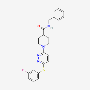 molecular formula C23H23FN4OS B6480744 N-benzyl-1-{6-[(3-fluorophenyl)sulfanyl]pyridazin-3-yl}piperidine-4-carboxamide CAS No. 1223841-01-7