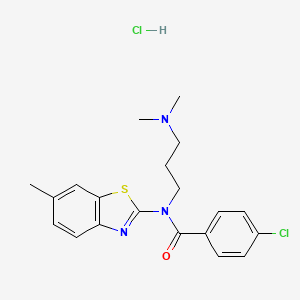 molecular formula C20H23Cl2N3OS B6480772 4-chloro-N-[3-(dimethylamino)propyl]-N-(6-methyl-1,3-benzothiazol-2-yl)benzamide hydrochloride CAS No. 1216767-59-7