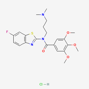 molecular formula C22H27ClFN3O4S B6480810 N-[3-(dimethylamino)propyl]-N-(6-fluoro-1,3-benzothiazol-2-yl)-3,4,5-trimethoxybenzamide hydrochloride CAS No. 1216478-58-8