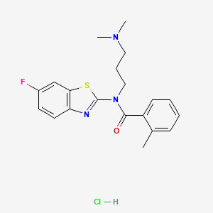 molecular formula C20H23ClFN3OS B6480826 N-[3-(dimethylamino)propyl]-N-(6-fluoro-1,3-benzothiazol-2-yl)-2-methylbenzamide hydrochloride CAS No. 1216657-63-4
