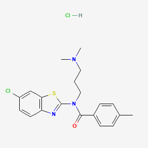 molecular formula C20H23Cl2N3OS B6480831 N-(6-chloro-1,3-benzothiazol-2-yl)-N-[3-(dimethylamino)propyl]-4-methylbenzamide hydrochloride CAS No. 1215567-57-9