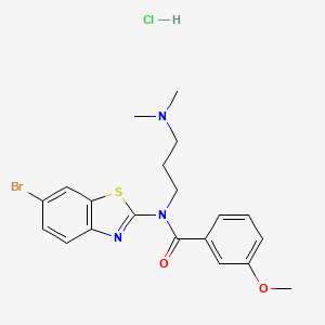 molecular formula C20H23BrClN3O2S B6480842 N-(6-bromo-1,3-benzothiazol-2-yl)-N-[3-(dimethylamino)propyl]-3-methoxybenzamide hydrochloride CAS No. 1216759-04-4