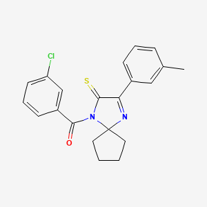 molecular formula C21H19ClN2OS B6480854 1-(3-chlorobenzoyl)-3-(3-methylphenyl)-1,4-diazaspiro[4.4]non-3-ene-2-thione CAS No. 1223854-09-8