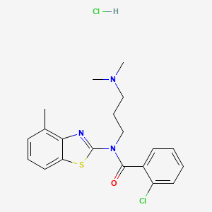 molecular formula C20H23Cl2N3OS B6480856 2-chloro-N-[3-(dimethylamino)propyl]-N-(4-methyl-1,3-benzothiazol-2-yl)benzamide hydrochloride CAS No. 1216999-67-5
