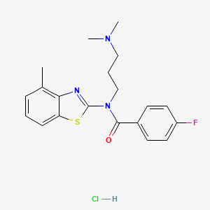molecular formula C20H23ClFN3OS B6480864 N-[3-(dimethylamino)propyl]-4-fluoro-N-(4-methyl-1,3-benzothiazol-2-yl)benzamide hydrochloride CAS No. 1219150-82-9