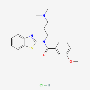 molecular formula C21H26ClN3O2S B6480876 N-[3-(dimethylamino)propyl]-3-methoxy-N-(4-methyl-1,3-benzothiazol-2-yl)benzamide hydrochloride CAS No. 1216474-25-7