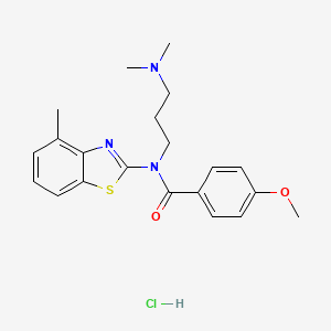 molecular formula C21H26ClN3O2S B6480881 N-[3-(dimethylamino)propyl]-4-methoxy-N-(4-methyl-1,3-benzothiazol-2-yl)benzamide hydrochloride CAS No. 1215501-14-6