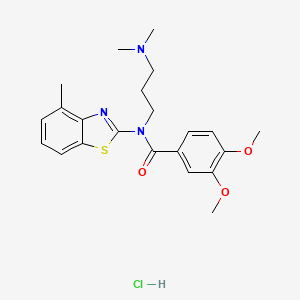 molecular formula C22H28ClN3O3S B6480895 N-[3-(dimethylamino)propyl]-3,4-dimethoxy-N-(4-methyl-1,3-benzothiazol-2-yl)benzamide hydrochloride CAS No. 1219156-90-7