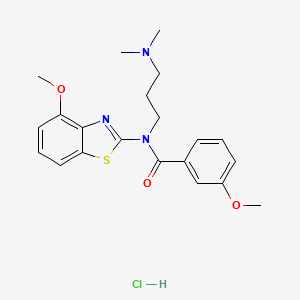 molecular formula C21H26ClN3O3S B6480916 N-[3-(dimethylamino)propyl]-3-methoxy-N-(4-methoxy-1,3-benzothiazol-2-yl)benzamide hydrochloride CAS No. 1216698-02-0