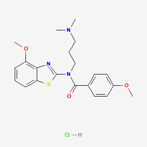 molecular formula C21H26ClN3O3S B6480918 N-[3-(dimethylamino)propyl]-4-methoxy-N-(4-methoxy-1,3-benzothiazol-2-yl)benzamide hydrochloride CAS No. 1215691-01-2