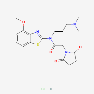 molecular formula C20H27ClN4O4S B6480933 N-[3-(dimethylamino)propyl]-2-(2,5-dioxopyrrolidin-1-yl)-N-(4-ethoxy-1,3-benzothiazol-2-yl)acetamide hydrochloride CAS No. 1216913-59-5
