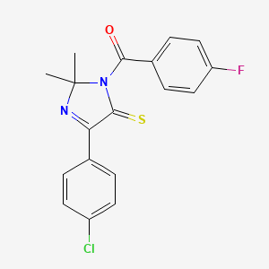molecular formula C18H14ClFN2OS B6480934 4-(4-chlorophenyl)-1-(4-fluorobenzoyl)-2,2-dimethyl-2,5-dihydro-1H-imidazole-5-thione CAS No. 1223978-33-3