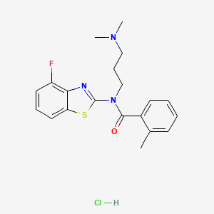 molecular formula C20H23ClFN3OS B6480938 N-[3-(dimethylamino)propyl]-N-(4-fluoro-1,3-benzothiazol-2-yl)-2-methylbenzamide hydrochloride CAS No. 1215554-94-1