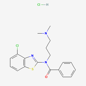molecular formula C19H21Cl2N3OS B6480940 N-(4-chloro-1,3-benzothiazol-2-yl)-N-[3-(dimethylamino)propyl]benzamide hydrochloride CAS No. 1216616-64-6