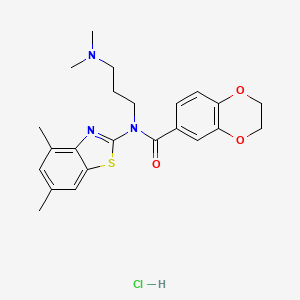 molecular formula C23H28ClN3O3S B6480941 N-(4,6-dimethyl-1,3-benzothiazol-2-yl)-N-[3-(dimethylamino)propyl]-2,3-dihydro-1,4-benzodioxine-6-carboxamide hydrochloride CAS No. 1177439-66-5