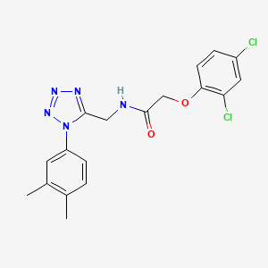 molecular formula C18H17Cl2N5O2 B6480952 2-(2,4-dichlorophenoxy)-N-{[1-(3,4-dimethylphenyl)-1H-1,2,3,4-tetrazol-5-yl]methyl}acetamide CAS No. 897622-49-0