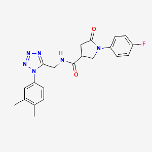 molecular formula C21H21FN6O2 B6480957 N-{[1-(3,4-dimethylphenyl)-1H-1,2,3,4-tetrazol-5-yl]methyl}-1-(4-fluorophenyl)-5-oxopyrrolidine-3-carboxamide CAS No. 897614-39-0