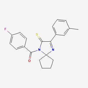 molecular formula C21H19FN2OS B6480965 1-(4-fluorobenzoyl)-3-(3-methylphenyl)-1,4-diazaspiro[4.4]non-3-ene-2-thione CAS No. 1223775-43-6