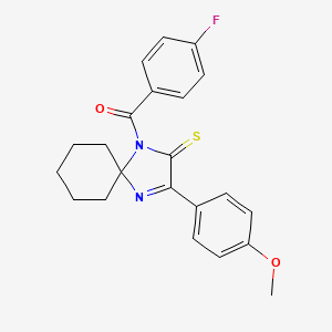 molecular formula C22H21FN2O2S B6480975 1-(4-fluorobenzoyl)-3-(4-methoxyphenyl)-1,4-diazaspiro[4.5]dec-3-ene-2-thione CAS No. 1223914-43-9